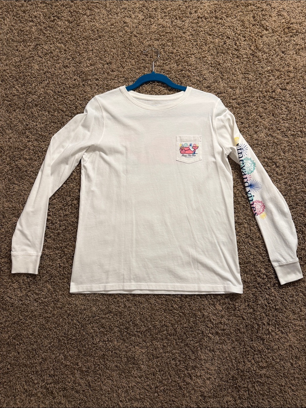 Vineyard Vines Cream Long-Sleeve Tee with Multicolor Sleeve Graphics